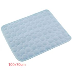 Pet Dog Cat Ice Silk Cold Nest Pad For Cooling In Summer (Option: Light blue-102x70cm)