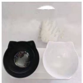 Cat Double Bowl Cat Food Bowl Protects Cervical Vertebra (Option: Black white)