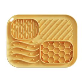 Silicone Pet Licking Mat, 4 Zones Slow Feeder Mat With Strong Suction Cups For Dogs & Cats, Anxiety Relief Lick Pad For Bathing, Grooming & Feedi (Option: Yellow)