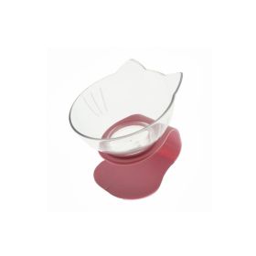 Cat Double Bowl Cat Food Bowl Protects Cervical Vertebra (Option: Single clear pink)